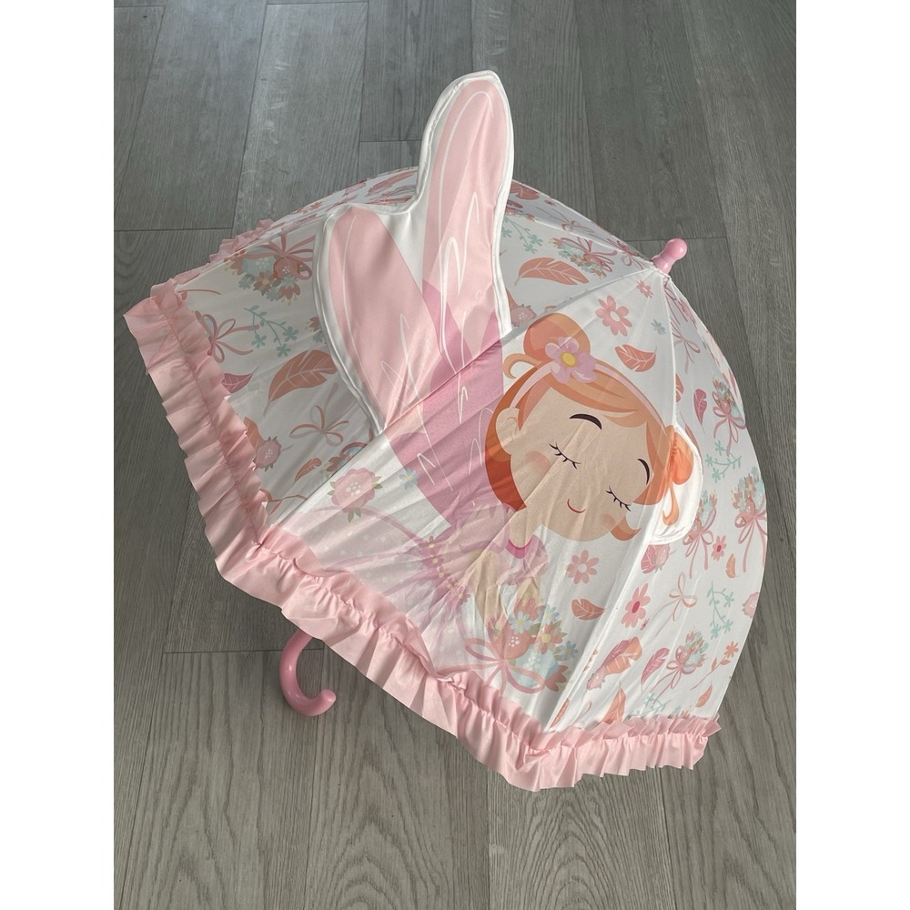 NEW 3D Fairy with Ruffles Girls Kids Size Rain Weather Umbrella